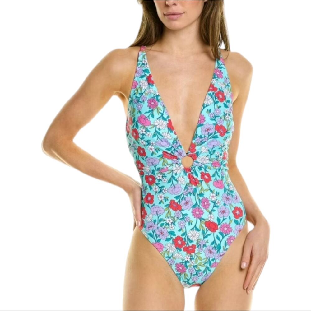 Nanette Lepore Tropical Floral Cutout O RING CUTOUT Swim Suit 4, 8, 10 new!